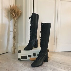 victorian lace-up black boots